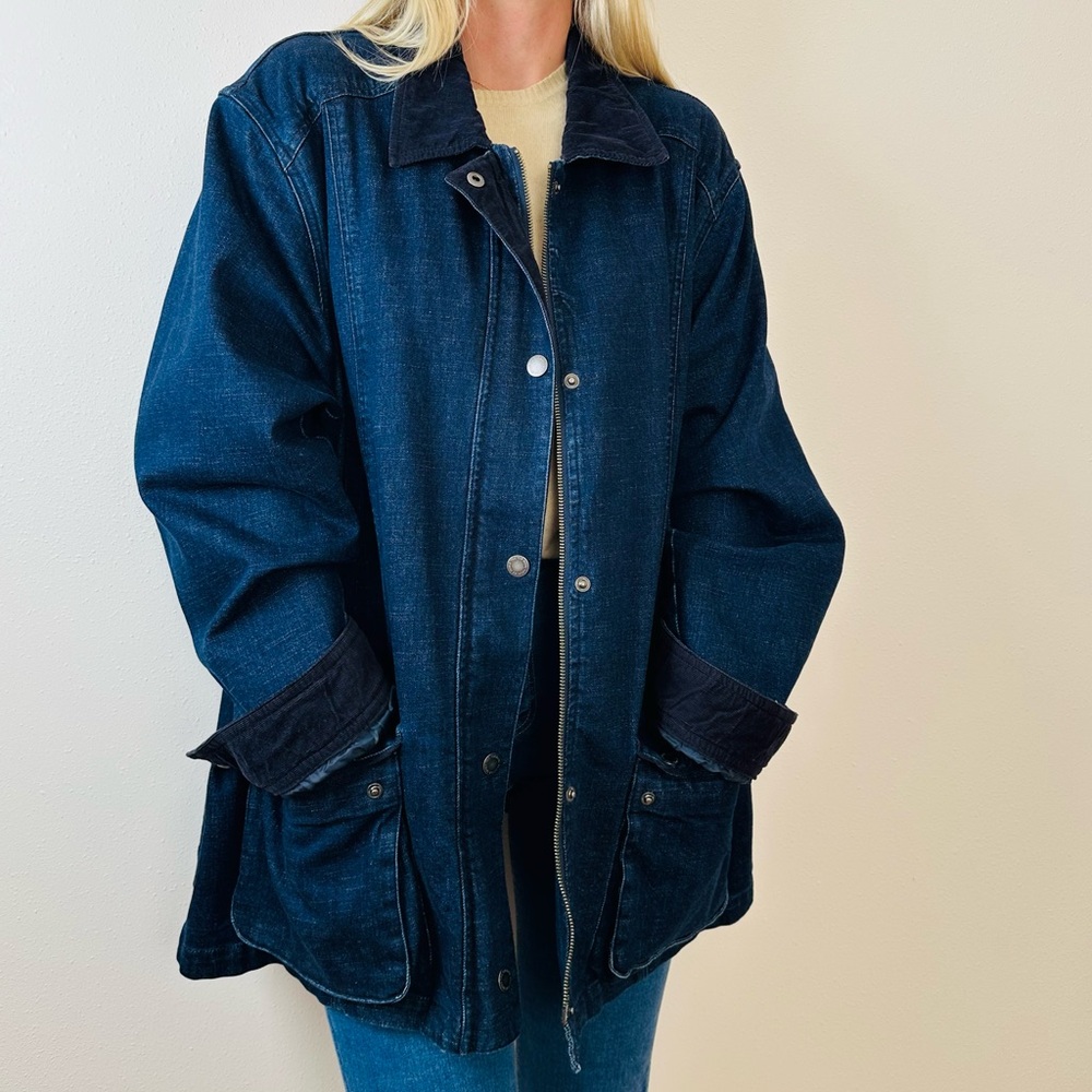 Vintage The Vermont Barn Coat Blue Denim Cotton Work Jean Jacket